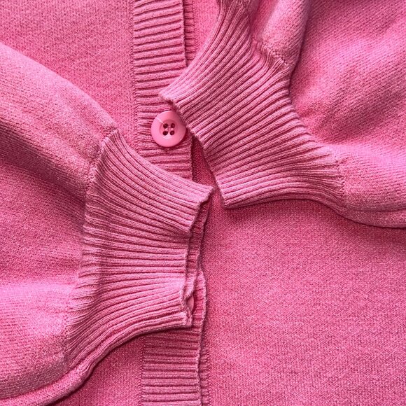 Kaily K Pink Cardigan Sweater w/ White Heart Pattern V-Neck Button Front Size XL - Picture 4 of 8